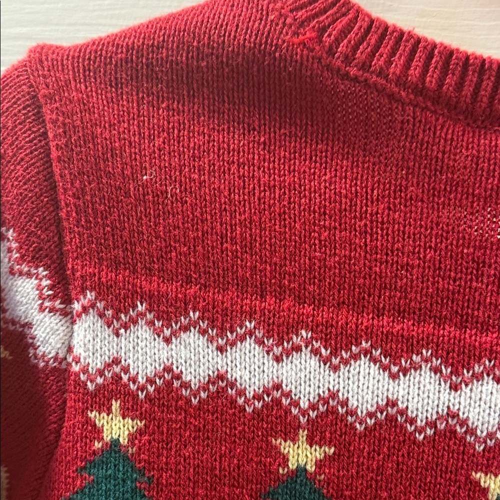 The Children’s Place Festive Red Knit Dress with Snowman and Tree Design - Picture 7 of 8